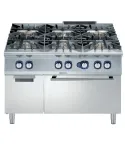 Masina de gatit cu 6 arzatoare (2x10 kW, 4x6 kW) Electrolux Professional, alimentare gaz, si cuptor alimentare pe gaz (8,5 kW) cu dulap