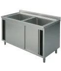 Spalator 2 cuve, suport tip dulap, usi glisante, 1200x700 mm