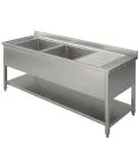 Spalator 2 cuve, picurator dreapta, cu polita, 1400x700 mm