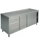 Masa tip dulap, usi glisante, sertare stanga, fara rebord, 1500x700 mm