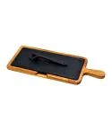 Platou servire fonta cu suport din lemn 17 x 37 cm - LAVA