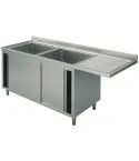 Spalator 2 cuve, picurator suspendat dreapta, suport dulap, 1600x600 mm