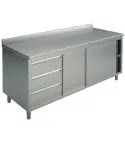 Masa tip dulap, usi glisante, sertare stanga, cu rebord,  1500x600 mm