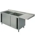 Spalator 2 cuve, picurator suspendat dreapta, suport dulap, 1600x700 mm