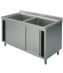 Spalator 2 cuve, suport tip dulap, usi glisante, 1600x600 mm