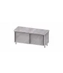 MASA DE LUCRU TIP DULAP DIN INOX CU 2 USI GLISANTE