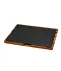 Platou servire fonta cu suport din lemn 30 x 40 cm - LAVA