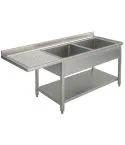 Spalator 2 cuve cu picurator suspendat stanga, 2000x700 mm