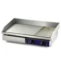 Grill electric cu placa neteda si striata, dublu, de banc, 720x400 mm