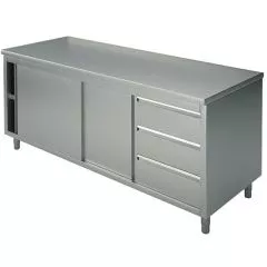 Masa tip dulap, usi glisante, sertare dreapta, fara rebord, 2000x600 mm