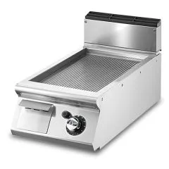 Grill pe gaz cu placa striata cromata, de banc, 335x610 mm