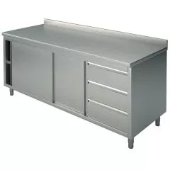 Masa tip dulap, usi glisante, sertare dreapta, cu rebord, 1500x700 mm