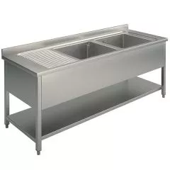 Spalator 2 cuve, picurator stanga, cu polita, 1400x700 mm