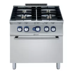 Masina de gatit Electrolux Professional cu 4 arzatoare (5,5 kW fiecare), alimentare pe gaz, si cuptor alimentare pe gaz (6 kW)