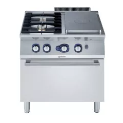 Plita solida Electrolux Professional cu alimentare pe gaz cu jumatate de modul (3,8 kW), cu 2 arzatoare (5,5 kW fiecare), pe cuptor alimentare pe gaz (6 kW)