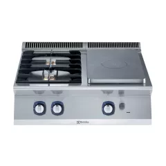 Plita solida Electrolux Professional cu alimentare pe gaz cu jumatate de modul (3,8 kW), cu 2 arzatoare (5,5 kW fiecare)