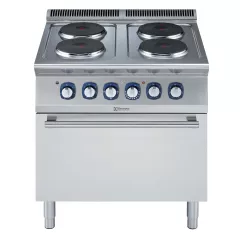 Masina de gatit Electrolux Professional cu 4 plite (2,6 kW fiecare), alimentare electrica si cuptor cu alimentare electrica (6 kW)