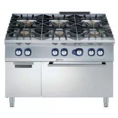Masina de gatit cu 6 arzatoare (10 kW fiecare) Electrolux Professional, alimentare gaz, si cuptor alimentare pe gaz (8,5 kW) cu dulap