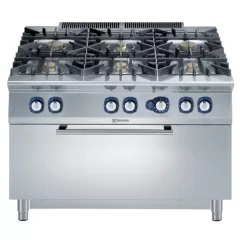 Masina de gatit cu 6 arzatoare (2x10 kW, 4x6 kW) Electrolux Professional, alimentare gaz, si cuptor mare cu alimentare pe gaz (12 kW)
