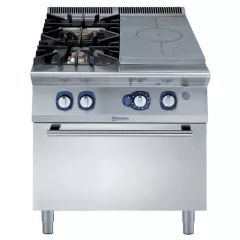 Plita solida cu alimentare pe gaz (5,5 kW) Electrolux Professional cu 2 arzatoare (1x10 kW, 1x6 kW) pe cuptor cu alimentare pe gaz (8,5 kW)