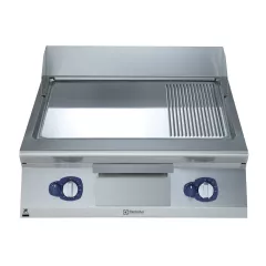 Gratar de banc Electrolux Professional cu placa 2/3 neteda si 1/3 striata inclinata cromata, alimentare gaz, modul complet, control prin termostat