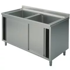 Spalator 2 cuve, suport tip dulap, usi glisante, 1200x700 mm
