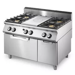 Masina de gatit pe gaz, cu plan solid, cu cuptor static pe gaz, dulap inchis, 4 arzatoare
