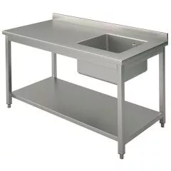 Masa de lucru cu rebord, cuva pe dreapta, 1500x600 mm