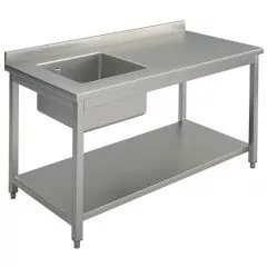 Masa de lucru cu rebord, cuva pe stanga, 2000x600 mm