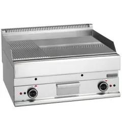 Grill electric cu placa cromata 2/3 neteda si 1/3 cu caneluri, de banc, 695x520 mm