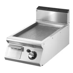 Grill pe gaz cu placa striata cromata, de banc, 335x530 mm