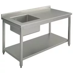 Masa de lucru cu rebord, cuva pe stanga, 1800x600 mm