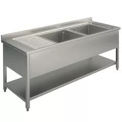 Spalator 2 cuve, picurator stanga, cu polita, 2000x700 mm