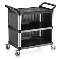 Carucior servire plastic cu 3 niveluri, inchis