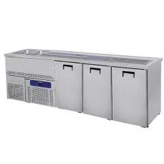Modul refrigerat de servire, 2 cuva pe stanga, 3 usi pentru butoaie 50 l