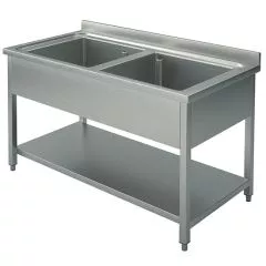 Spalator 2 cuve, cu polita, 1400x700 mm