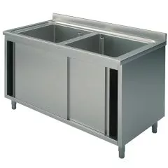Spalator 2 cuve, suport tip dulap, usi glisante, 1200x600 mm