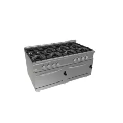 Masina de gatit pe gaz cu 8 arzatoare si 2 cuptoare statice pe gaz;