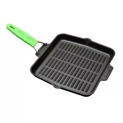 Tigaie grill patrata 24 x 24 cm, maner verde - LAVA