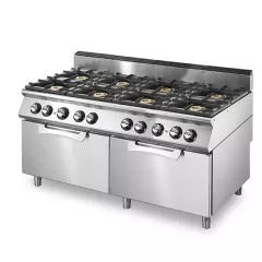 Masina de gatit pe gaz, 8 arzatoare, 2 cuptore statice electrice