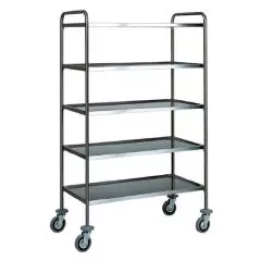 Carucior servire otel inoxidabil cu 5 niveluri, capacitate 100 kg