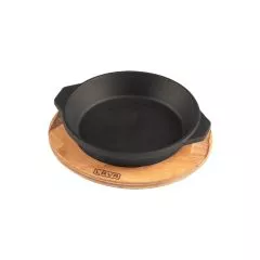 Tava servire rotunda cu suport din lemn 15,3 cm - Lava