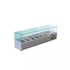 Vitrina refrigerata pentru ingrediente; Capacitatea: 6x GN 1/4; Dimensiuni: 1400x335x435 mm; Gr: 50 kg;