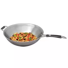 Tigaie wok Ø 360 mm pentru wok cu inductie din otel inoxidabil