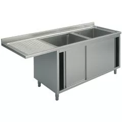 Spalator 2 cuve, picurator suspendat stanga, suport dulap, 1800x600 mm