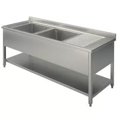 Spalator 2 cuve, picurator dreapta, cu polita, 2000x700 mm