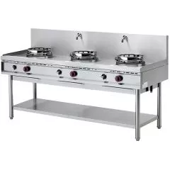 Masina de gatit pentru wok, raft, 3 arzatoare, 2 robinete apa