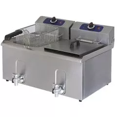 Friteuza electrica, robinet de golire, de banc, capacitate ulei 8+8 litri