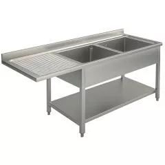 Spalator 2 cuve cu picurator suspendat stanga, 1600x700 mm
