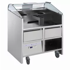 Statie mobila live-cooking Libero Point Electrolux Professional cu 2 sertare refrigerate. Adecvat pentru 2 aparate din gama Libero HP